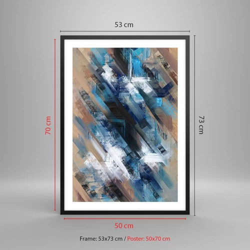 Poster in einem schwarzem Rahmen - Auf einer blauen Diagonale - 50x70 cm