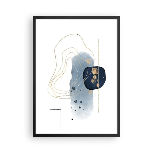 Poster in einem schwarzem Rahmen - Blau-goldene Fantasie - 50x70 cm