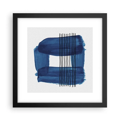 Poster in einem schwarzem Rahmen - Blaue und schwarze Komposition - 30x30 cm