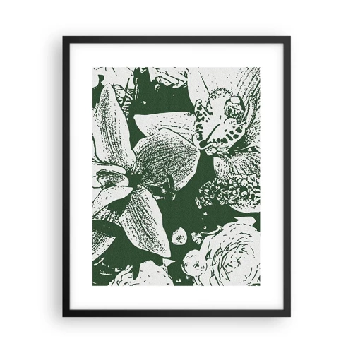 Poster in einem schwarzem Rahmen - Blumenstrauß – die Welt des Grüns - 40x50 cm