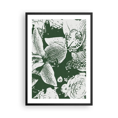 Poster in einem schwarzem Rahmen - Blumenstrauß – die Welt des Grüns - 50x70 cm