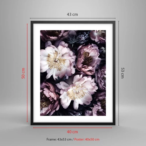 Poster in einem schwarzem Rahmen - Blumenstrauß im alten Stil - 40x50 cm