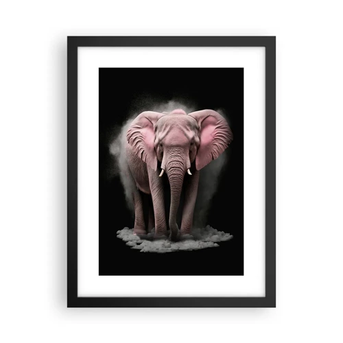 Poster in einem schwarzem Rahmen - Denke nicht an einen rosa Elefanten! - 30x40 cm