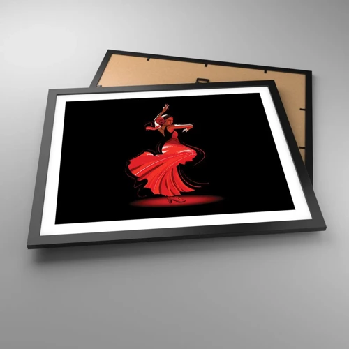 Poster in einem schwarzem Rahmen - Der feurige Geist des Flamenco - 50x40 cm