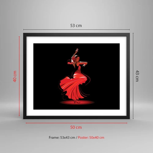 Poster in einem schwarzem Rahmen - Der feurige Geist des Flamenco - 50x40 cm