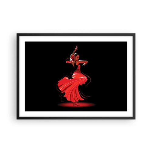 Poster in einem schwarzem Rahmen - Der feurige Geist des Flamenco - 70x50 cm