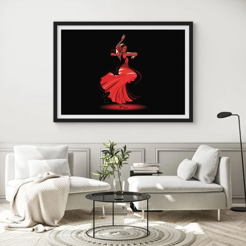 Poster in einem schwarzem Rahmen - Der feurige Geist des Flamenco - 70x50 cm