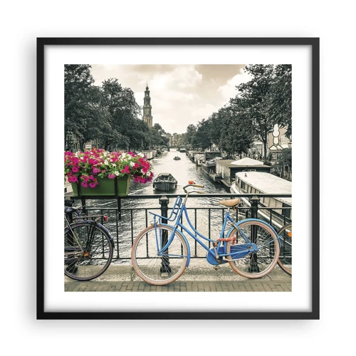 Poster in einem schwarzem Rahmen - Die Farben der Amsterdamer Straße - 50x50 cm