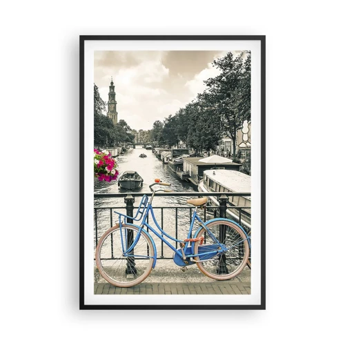 Poster in einem schwarzem Rahmen - Die Farben der Amsterdamer Straße - 61x91 cm