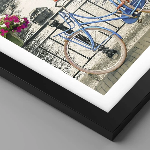 Poster in einem schwarzem Rahmen - Die Farben der Amsterdamer Straße - 70x50 cm