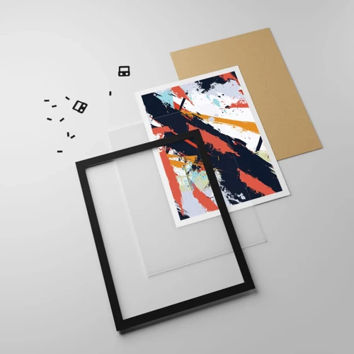 Poster in einem schwarzem Rahmen - Dynamische Komposition - 40x50 cm