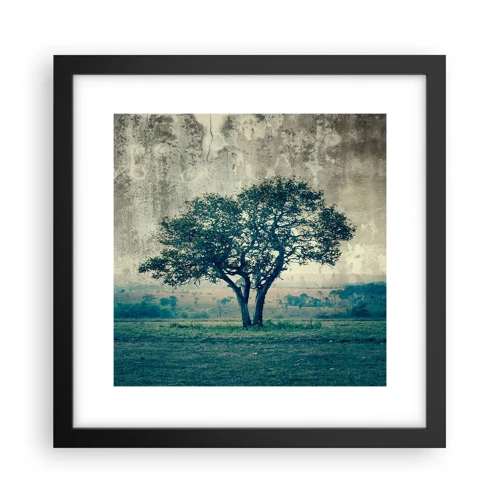 Poster in einem schwarzem Rahmen - Ein Apfelbaum auf blauem Feld? - 30x30 cm