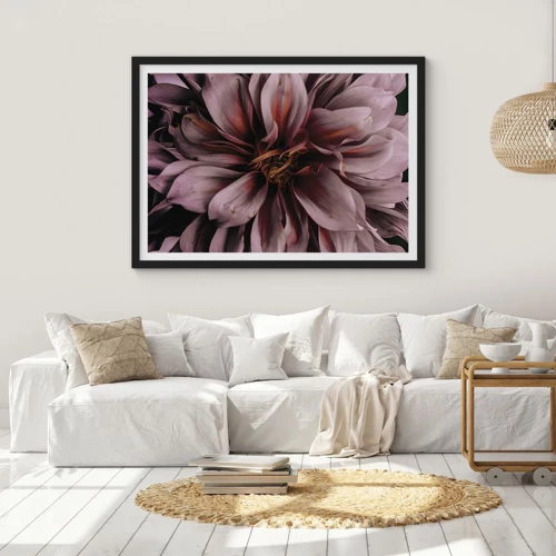 Poster in einem schwarzem Rahmen - Ein Blumenherz - 100x70 cm