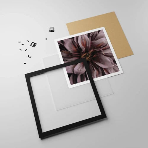 Poster in einem schwarzem Rahmen - Ein Blumenherz - 50x50 cm