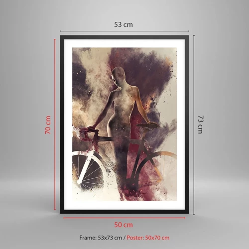 Poster in einem schwarzem Rahmen - Eine Fahrradseele in Marmorformen - 50x70 cm