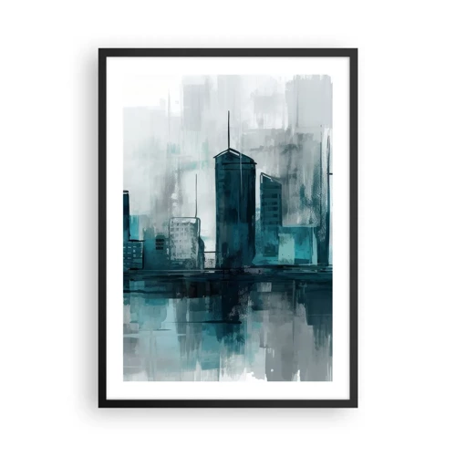 Poster in einem schwarzem Rahmen - Eine Stadt in der Farbe des Regens - 50x70 cm