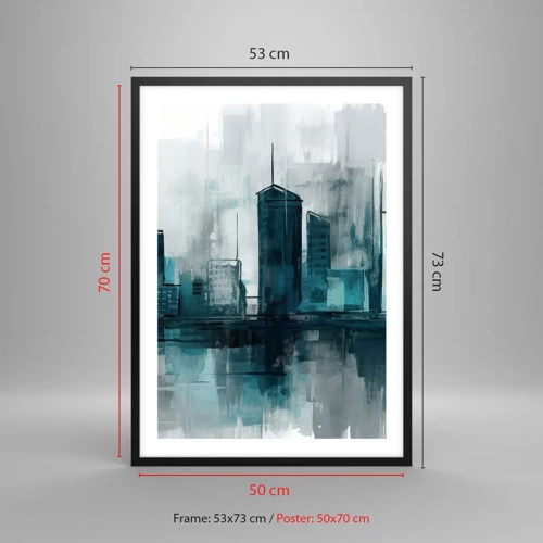 Poster in einem schwarzem Rahmen - Eine Stadt in der Farbe des Regens - 50x70 cm