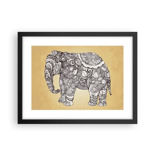 Poster in einem schwarzem Rahmen - Elefant verhüllte sich - 40x30 cm