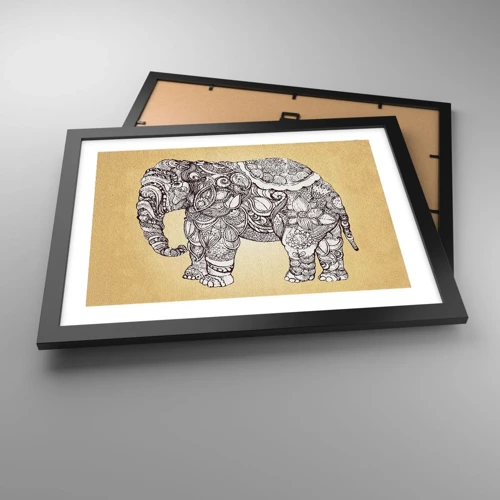 Poster in einem schwarzem Rahmen - Elefant verhüllte sich - 40x30 cm