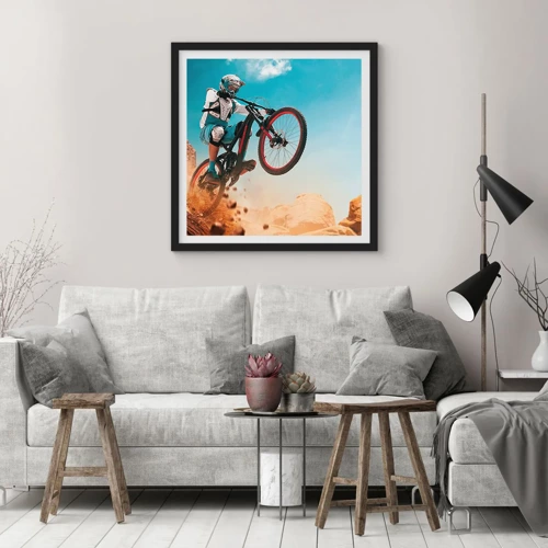 Poster in einem schwarzem Rahmen - Fahrrad-Wahnsinn-Dämon - 30x30 cm