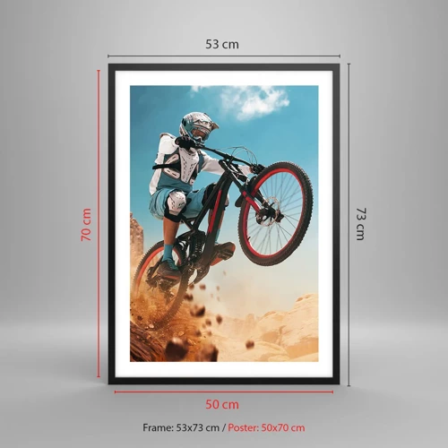 Poster in einem schwarzem Rahmen - Fahrrad-Wahnsinn-Dämon - 50x70 cm