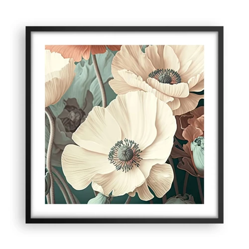 Poster in einem schwarzem Rahmen - Flüstern von Mohnblumen - 50x50 cm