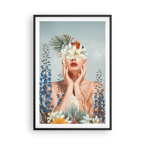 Poster in einem schwarzem Rahmen - Frau - Blume - 61x91 cm