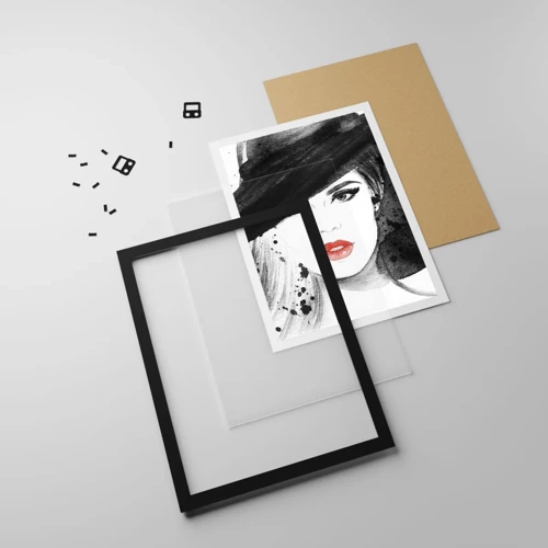 Poster in einem schwarzem Rahmen - Frau in schwarz - 30x40 cm