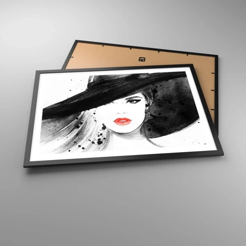 Poster in einem schwarzem Rahmen - Frau in schwarz - 70x50 cm