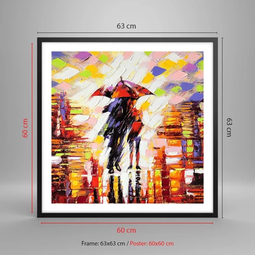 Poster in einem schwarzem Rahmen - Gemeinsam durch die Nacht und den Regen - 60x60 cm