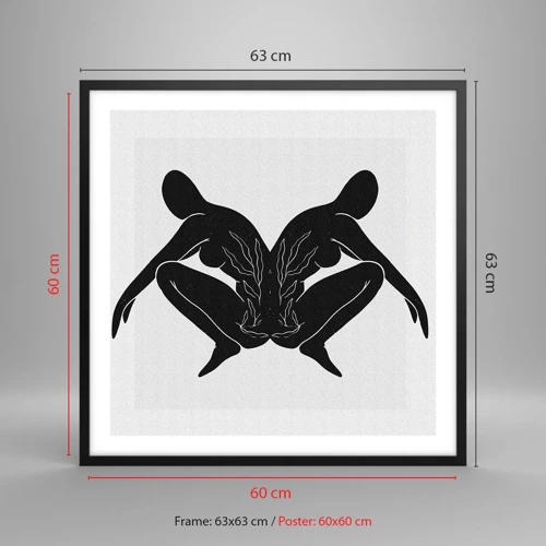 Poster in einem schwarzem Rahmen - Gemeinsame Seele - 60x60 cm