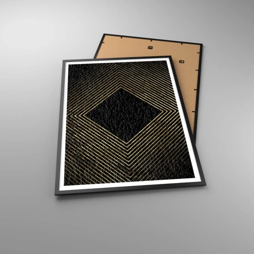 Poster in einem schwarzem Rahmen - Geometrie im glamourösen Stil - 70x100 cm