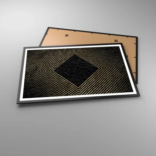 Poster in einem schwarzem Rahmen - Geometrie im glamourösen Stil - 91x61 cm