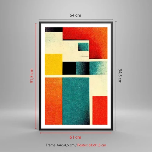 Poster in einem schwarzem Rahmen - Geometrische Abstraktion – gute Energie - 61x91 cm