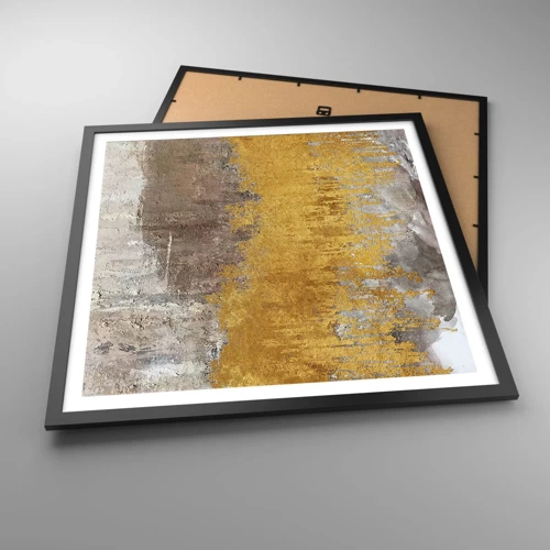 Poster in einem schwarzem Rahmen - Goldene Explosion - 60x60 cm