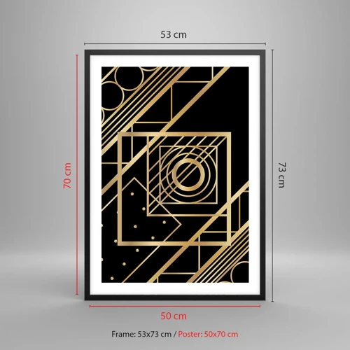 Poster in einem schwarzem Rahmen - Goldene Geometrie - 50x70 cm