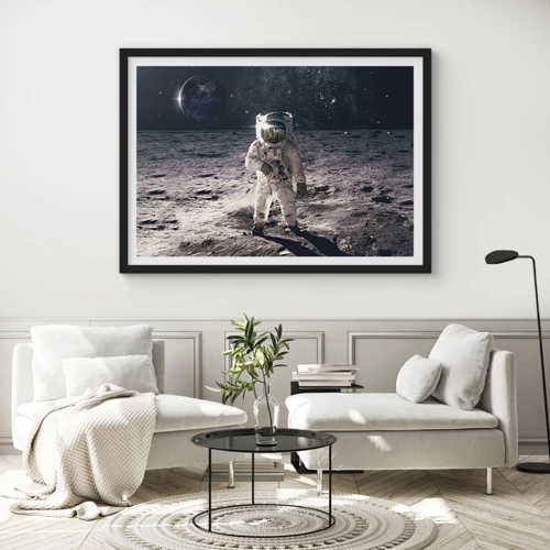 Poster in einem schwarzem Rahmen - Grüße vom Mond - 70x50 cm