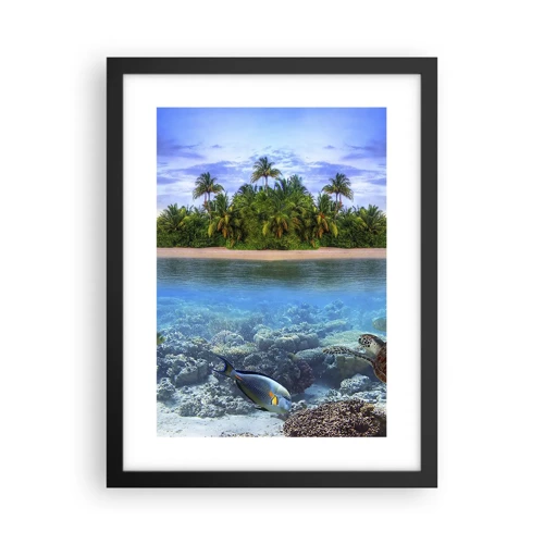 Poster in einem schwarzem Rahmen - Heavenly Island lädt dich ein - 30x40 cm