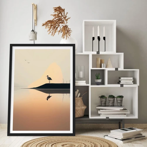 Poster in einem schwarzem Rahmen - Herr am See - 50x70 cm