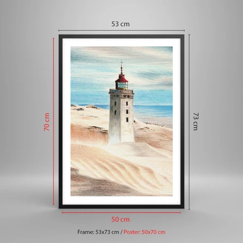 Poster in einem schwarzem Rahmen - Immer aufs Meer starrend - 50x70 cm