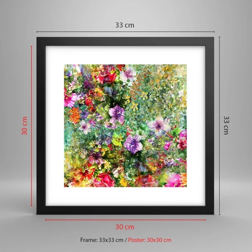 Poster in einem schwarzem Rahmen - In Blumen für das Verderben - 30x30 cm