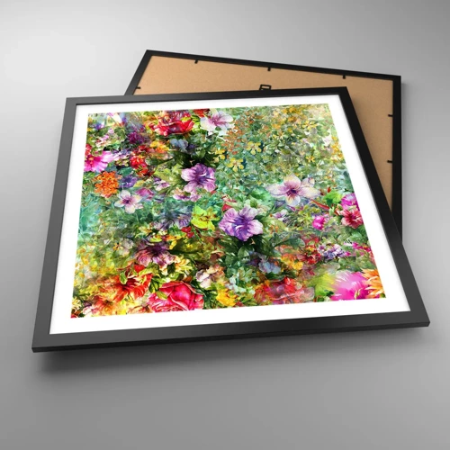 Poster in einem schwarzem Rahmen - In Blumen für das Verderben - 50x50 cm