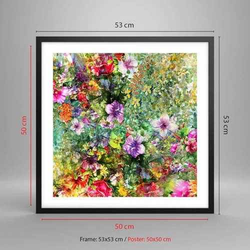 Poster in einem schwarzem Rahmen - In Blumen für das Verderben - 50x50 cm