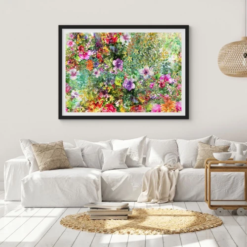 Poster in einem schwarzem Rahmen - In Blumen für das Verderben - 70x50 cm