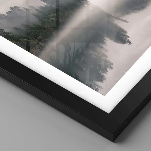 Poster in einem schwarzem Rahmen - In Reflexion, im Nebel - 70x50 cm