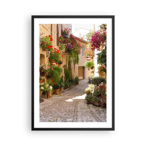 Poster in einem schwarzem Rahmen - In der Flut Blumen - 50x70 cm