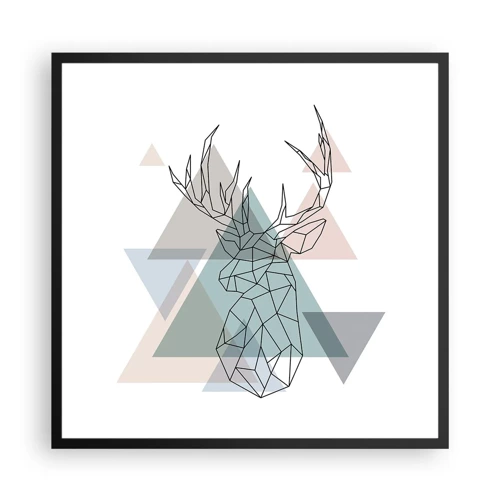 Poster in einem schwarzem Rahmen - In einem geometrischen Wald - 60x60 cm