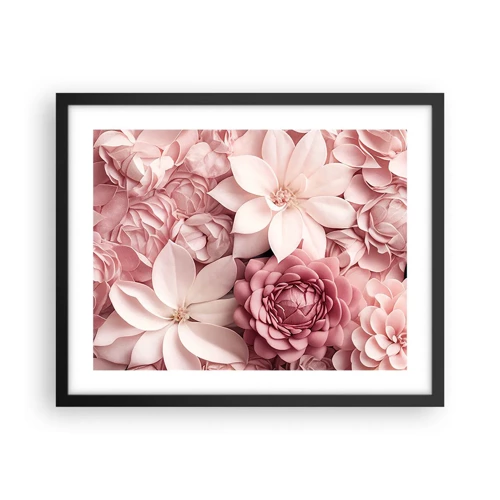 Poster in einem schwarzem Rahmen - In rosa Blütenblättern - 50x40 cm