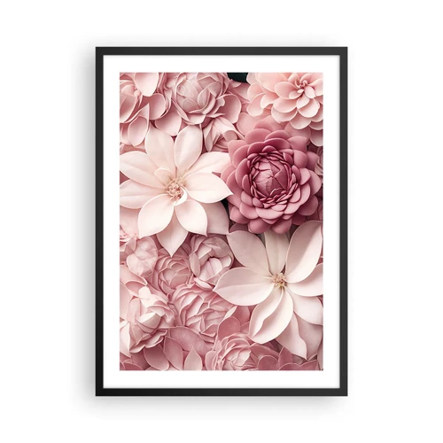 Poster in einem schwarzem Rahmen - In rosa Blütenblättern - 50x70 cm