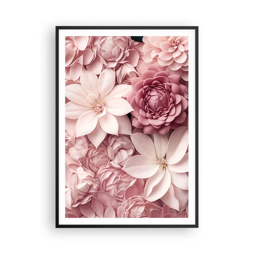 Poster in einem schwarzem Rahmen - In rosa Blütenblättern - 70x100 cm